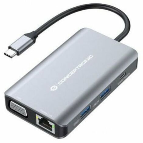 Conceptronic DONN21G replicatore di porte e docking station per laptop Cablato USB 3.2 Gen 1 (3.1 Gen 1) Type-C Grigio (1/4)