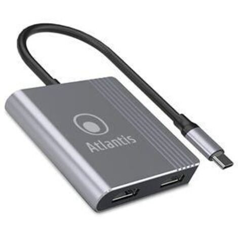 Adattatore Atlantis A04-TC2HDMI+ da USB Type-C a doppio HDMI 1920x1080@60Hz, lunghezza 18cm, supporto HDMI v.1.4 (v.1.2 in modalit� Dual)