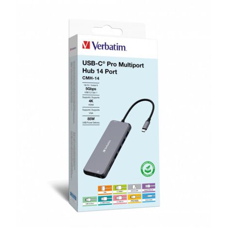 Verbatim CMH-14 USB tipo-C 5000 Mbit/s Argento (1/5)