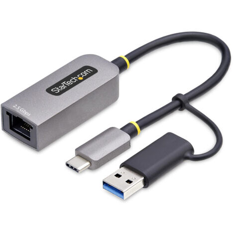 StarTech.com Adattatore Ethernet USB C, Convertitore di Rete/NIC NBASE-T 2.5/1GbE da USB Type-C 3.0 a RJ45 con Adattatore USB-A incluso Compatibile TB, Win e Mac (1/4)
