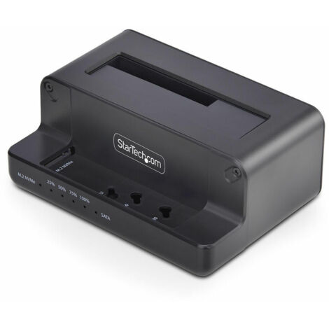 StarTech.com Duplicatore di Unità da M.2 NVMe a 2.5/3.5 SATA, Clonatore Autonomo Bidirezionale a Doppio Slot SSD da NVMe a SATA / SATA a NVMe fino a 27GBpm, TAA (1/5)