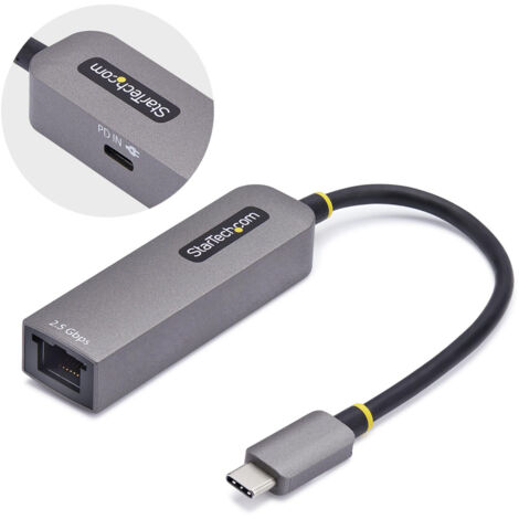 StarTech.com Adattatore Ethernet USB C, Convertitore di Rete NBASE-T 2.5/1GbE da USB Type-C 3.0 a RJ45, NIC PD 100W Pass-Through compatibile Thunderbolt, Win e Mac (1/4)