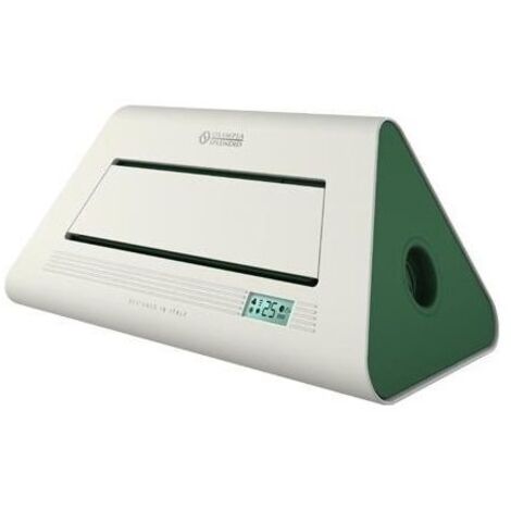 Olimpia Splendid - Radical Twin S0178 - Termoventilatore ceramico da tavolo-parete, potenza 1800-2000W, 2 livelli di calore, termostato regolabile, funzione ventilazione, Bianco-Verde (1/6)
