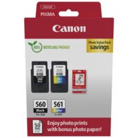Pacchetto di 2 cartucce d'inchiostro CANON PG-560 Nero e CL-561 Colore con carta fotografica inclusa