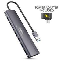 Hamlet XHUB-07A3P hub di interfaccia USB 3.2 Gen 1 (3.1 Gen 1) Type-A 5000 Mbit/s Nero