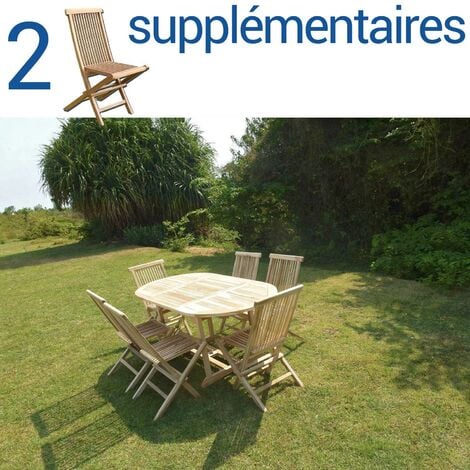Ensemble salon de jardin en teck SOLO 6 chaises + Bundle 2 chaises