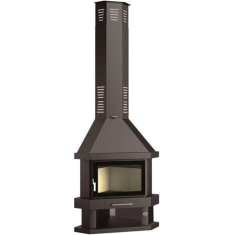 Fm Biomasa – Poêle à bois cheminée d'angle 10.4 kW – Double combustion – Rendement 79% – Volume de chauffe 295 m³ – Porte en fonte vitrée (1/5)