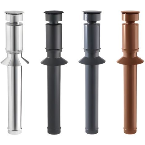 Joncoux – Système de raccord fumisterie concentrique 1000mm – Conduit intérieur INOX316 – Finition noir mat – Évacuation fumées poêles granulés