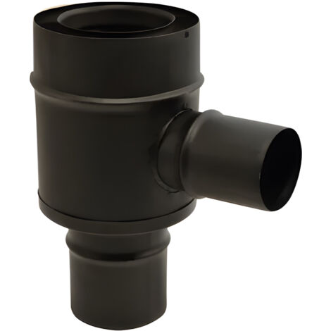Joncoux – Raccord fumisterie poêle à granulés étanche – Té 90° avec piquage air Ø60 – Diamètre 80/125 – Inox 316 et 304 – Finition noir mat