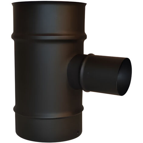 Joncoux – Té 90° pour poêles à granulés étanches – Conduit INOX316/INOX304 – Finition noir mat – Diamètre Ø80/125 – Évacuation fumées et amenée air