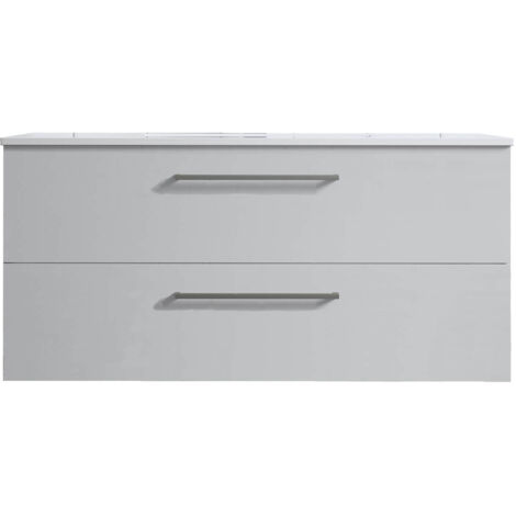Meuble de salle de bain suspendu 100cm DOUBLE CLASSIC blanc brillant - Vasque en céramique
