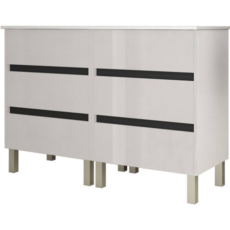 Meuble de salle de bain 120cm STAY THREE EDGE blanc brillant - Vasque en céramique (1/2)