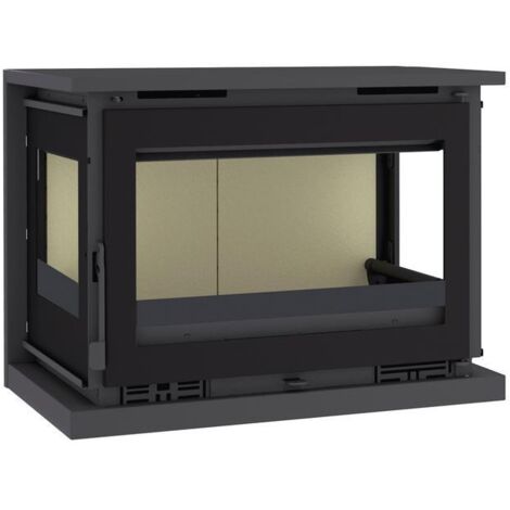 Poêle à bois 12,5kW à suspendre – Acier et verre sérigraphié – Bûches jusqu'à 62 cm – Rendement 75% – Évacuation fumées Ø150 mm – Fm Biomasa (1/5)