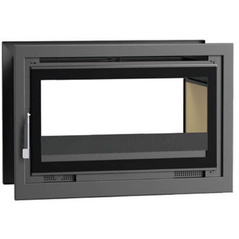 Fm Biomasa – Insert cheminée double face en acier noir – Puissance 13,3 kW – Volume de chauffe 360 m³ – Verre propre pour combustion optimisée (1/7)