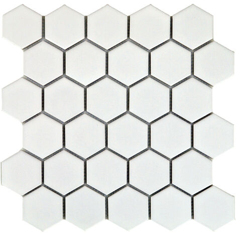 Mosaïque murale hexagone en porcelaine Mono Serra, 12 po x 12 po, blanc de  Carrare