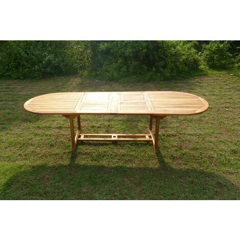 Table ovale en teck aspect huilé HAASI L.200-300 P.100 cm