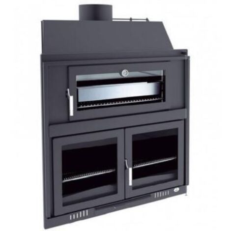 Fm Calefaccion – Barbecue charbon bois avec four et portes – Acier au carbone 4mm – Peinture haute température 600°C – Grille inox et tiroir récupérateur de cendre (1/3)