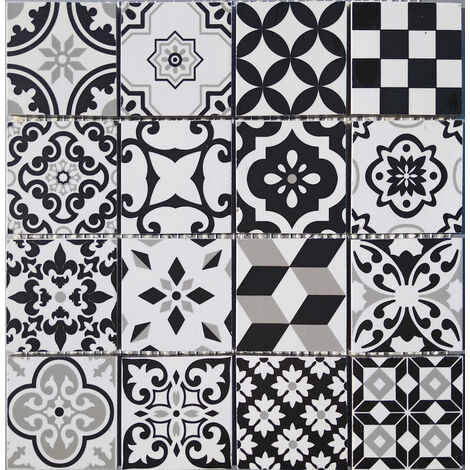 Boîte de carrelage mosaïque 29x29 cm – Grès cérame noir – Lot de 8 plaques – Finition mate pour intérieur et extérieur