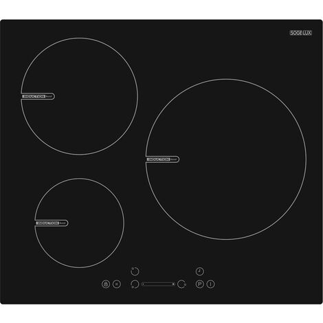 Table de cuisson induction 3 foyers 7200W – Dimensions L.59 P.52 H.5,6 cm – 9 allures de chauffe + Booster – Sécurité enfant – Sogelux