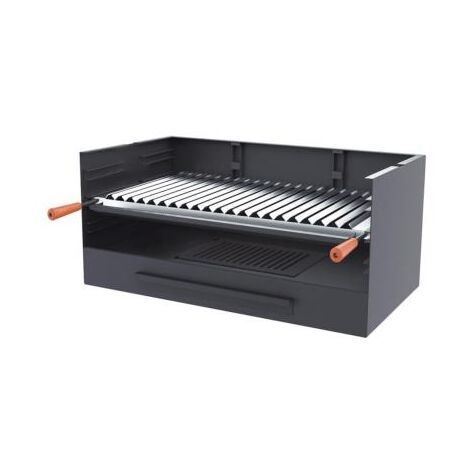 Fm Calefaccion – Barbecue charbon et bois 60 cm – Grille INOX réglable 3 hauteurs – Cendrier amovible – Pour cuisson en extérieur