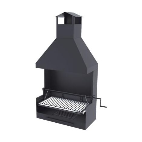 Fm Calefaccion – Barbecue argentin en acier au carbone 4mm – Grille inox 738mm – Grille suspendue réglable par manivelle – Poids 56kg