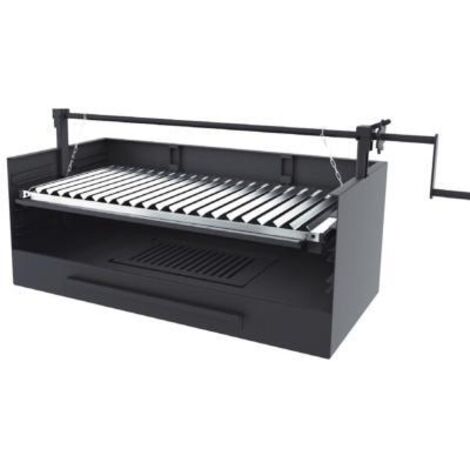 Fm Calefaccion – Barbecue argentin en acier au carbone 4mm – Grille inox 738mm – Grille suspendue réglable par manivelle – Récupérateur de graisse (1/3)