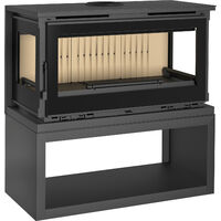 Fm Calefaccion – Poêle à bois ventilé 3 vitres 13 kW – Double combustion – Évacuation supérieure – Pour bûches jusqu'à 75 cm – Rendement 81%