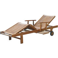C&L Jardin – Lot de 2 bains de soleil en teck massif – Dossier et assise réglables – Dimensions 200x65x35 cm – Montage à faire soi-même