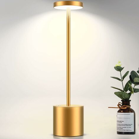 Héloise Lampe de table sans fil, batterie rechargeable, 2 niveaux de luminosité (doré)