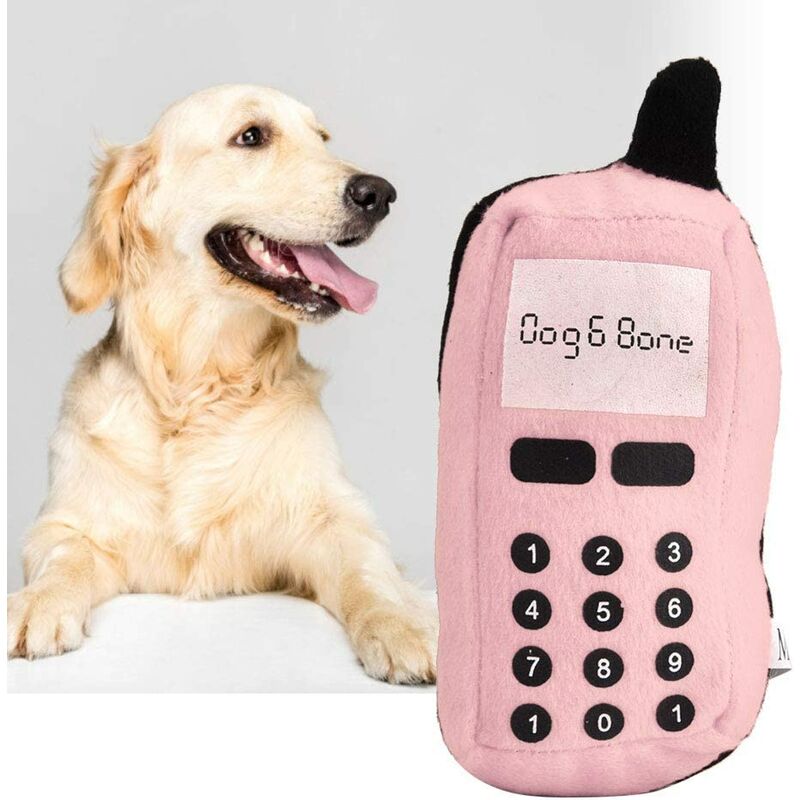 Juguete para masticar mascotas, teléfono móvil Perros de peluche Gatos Juguete para masticar con sonda Juguete interactivo para masticar para perros Resistente al desgarro (Rosa)