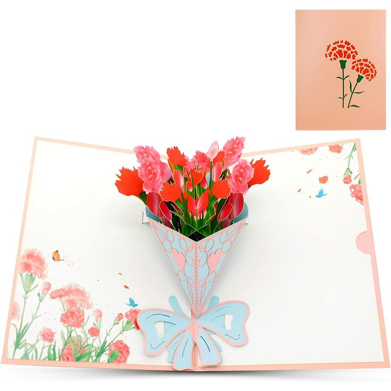 Tarjetas de felicitación de regalo del día de la madre, regalo original de la tarjeta de mamá del día de la madre, cumpleaños mamá abuela, tarjeta emergente 3D con sobre para el día de la madre, flori