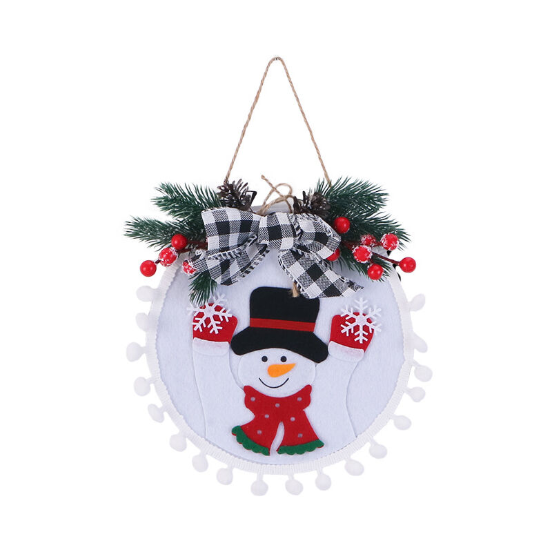 Adornos navideños Corona navideña Adornos navideños Decoraciones para colgar en la puerta (Muñeco de nieve)