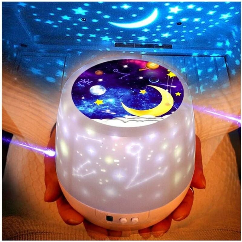 Lámpara infantil con proyector de música, lámparas de estrellas giratorias para guardería para estrellas infantiles