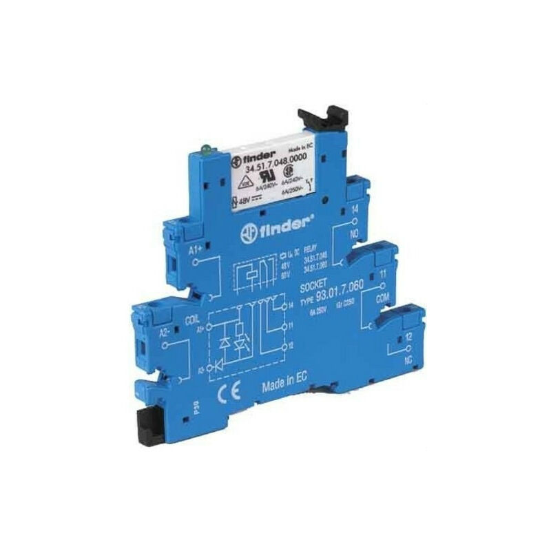 Interfaccia modulare SERIE 38, relè elettromeccanico 1 contatto scambiato  6A, 24V AC/DC, morsetti a gabbia 