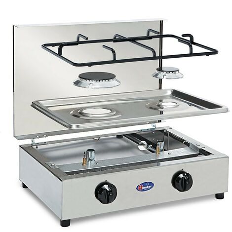 FORNELLO A GAS GPL / METANO 2 FUOCHI VALVOLATO CON PIANO ESTRAIBILE MOD. FO3200ACCGPS  Metano