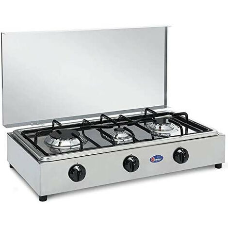CF Parker 300accgp Fornello a Gas 3 Fuochi in Acciaio Inox con Coperchio