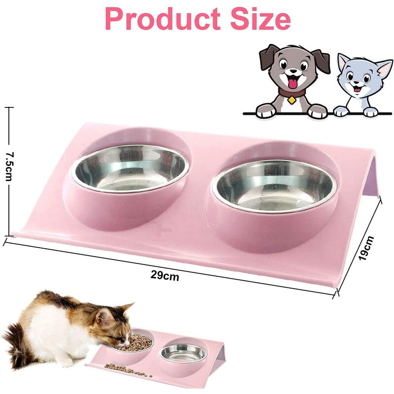 Cuenco Doble para Gatos Cuenco para Gatos Ajustable con InclinacióN Cuenco De AlimentacióN para Mascotas Antideslizante Adecuado para Gatos Y Cachorros Joyibay Cuencos para Gatos 