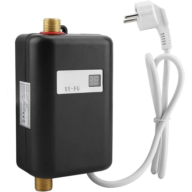 Calentador de agua eléctrico 220V 3400W Calentador de agua instantáneo Adecuado para convertir agua fría en agua caliente Temperatura de flujo de agua ajustable para baño de cocina (negro)