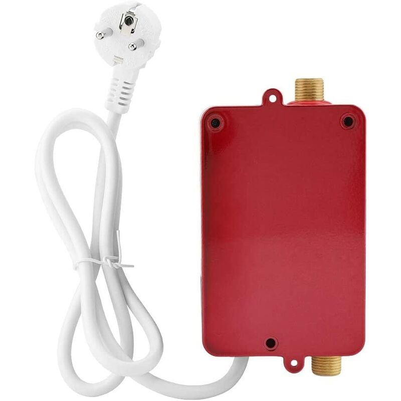 Calentador de agua eléctrico 220V 3400W Calentador de agua instantáneo Adecuado para convertir agua fría en agua caliente Temperatura de flujo de agua ajustable para baño de cocina (rojo)