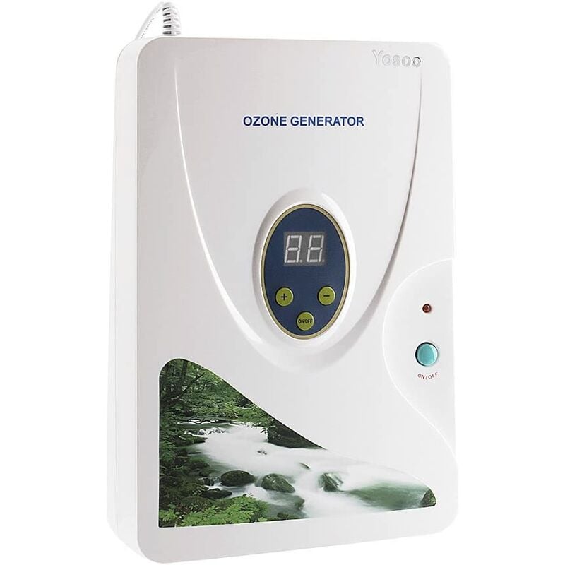 Generador de ozono 600mg/h Esterilizador de agua hidropónico Máquinas de verduras y carne Generador de ozono digital Ozono de desintoxicación de frutas (Rueda de temporizador 1-60min)
