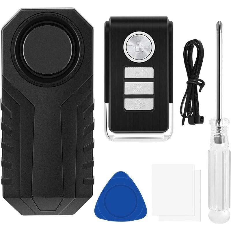 Alarma de bicicleta 113dB Inalámbrico Antirrobo Vibración Motocicleta Bicicleta Impermeable Seguridad Bicicleta Alarma con control remoto, Alarma antirrobo inteligente Alarmas de seguridad