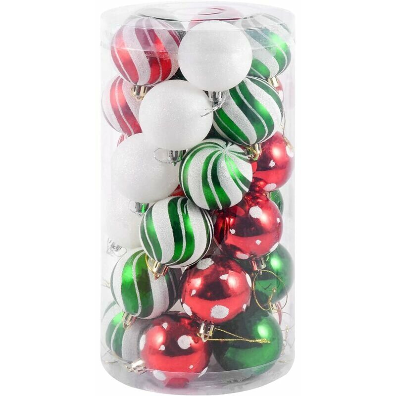 Adornos para árboles de Navidad - 30 Adornos navideños irrompibles, 2.36" Adornos colgantes Juego de Adornos navideños multicolores para decoración de fiestas navideñas Adornos navideños perfectos