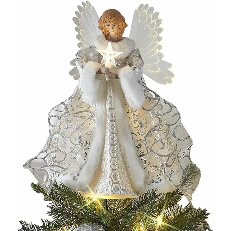 Adorno de árbol de ángel de Navidad Adorno de árbol de Navidad tradicional, Adorno de árbol de ángel de Navidad - 25x20cm Adorno de árbol de Navidad iluminado acrílico de ángel de Navidad, Figura de á