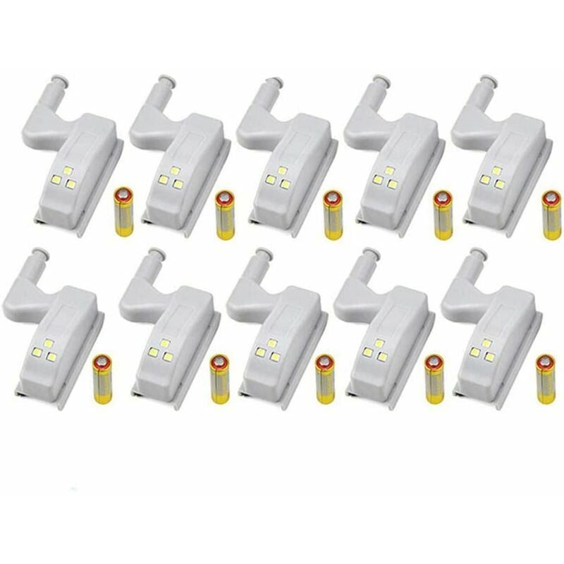 Luz de bisagra LED Luz de la puerta de la oficina de la cocina del hogar universal Luz de la puerta del gabinete del hotel Interruptor automático Lámpara de iluminación blanca fría Luz de la noche del armario (batería no incluida, 10 PCS)