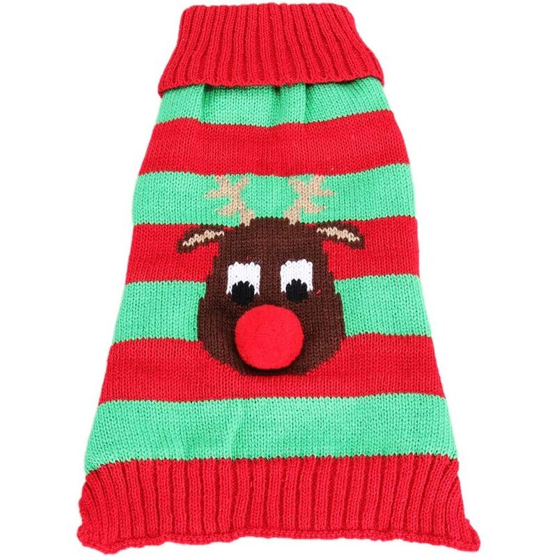 Cachorro Suéter de Navidad Invierno Cálido Perro Prendas de punto Pijamas de punto Reno feo Navidad para perros pequeños medianos (rojo y verde, talla S)