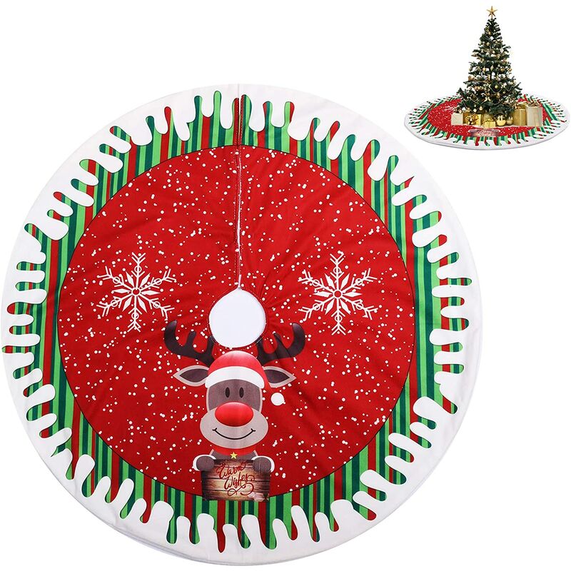 Falda de árbol de Navidad, tapete de árbol de Navidad, cubierta de árbol de Navidad, falda de árbol de Navidad roja para el hogar, vacaciones, decoración de árbol de Navidad (80 cm)