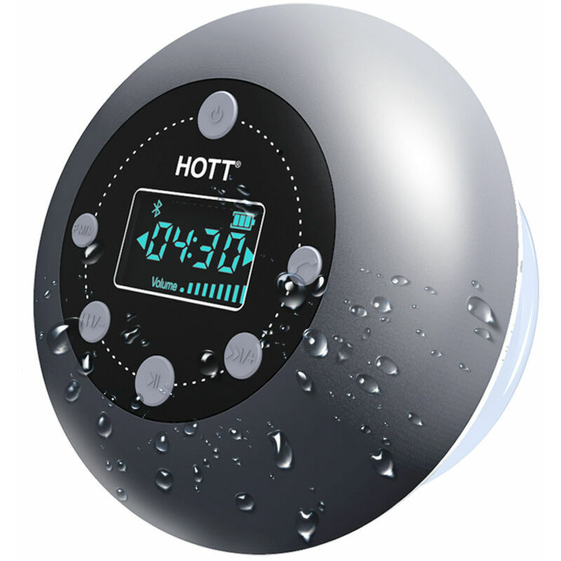 Altavoz Bluetooth, Altavoz Bluetooth inalámbrico portátil a prueba de agua Radio de ducha con radio FM, pantalla LED