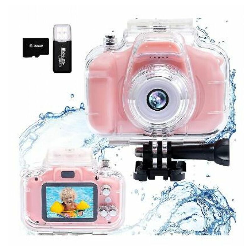 Cámara para niños Subacuática Cámara digital impermeable para niños Pantalla ips de 2 pulgadas X200 Hd Cámara de acción de video para niños para 3-10 años Regalo para niñas y niños