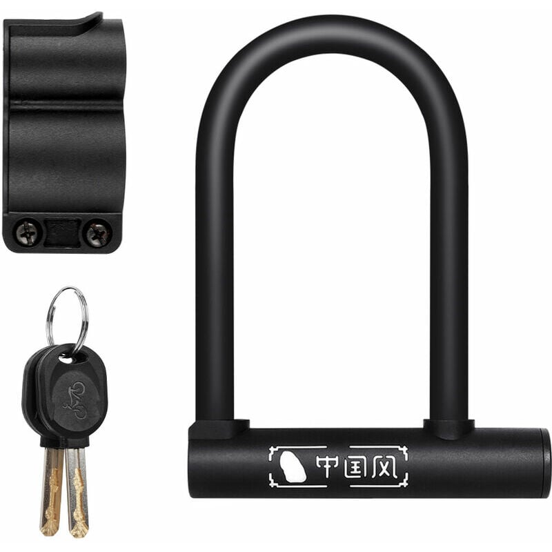 Candado en U para bicicleta MTB Candado para rueda de bicicleta de carretera 2 llaves Seguridad antirrobo Motocicleta Scooter Candado para bicicleta Accesorios para bicicleta - Negro - Negro