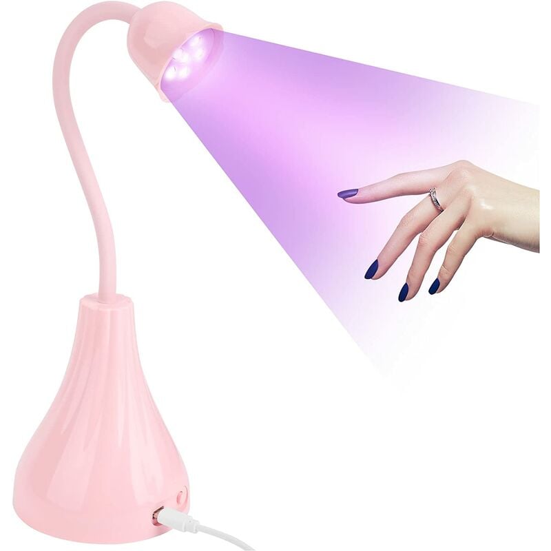 Secador de uñas con lámpara UV, lámpara UV LED de 18 W, secador de uñas de gel de secado rápido con temporizador de 60 s, secador de uñas portátil con rotación de 360°, lámpara de uñas UV para todos los geles (rosa)